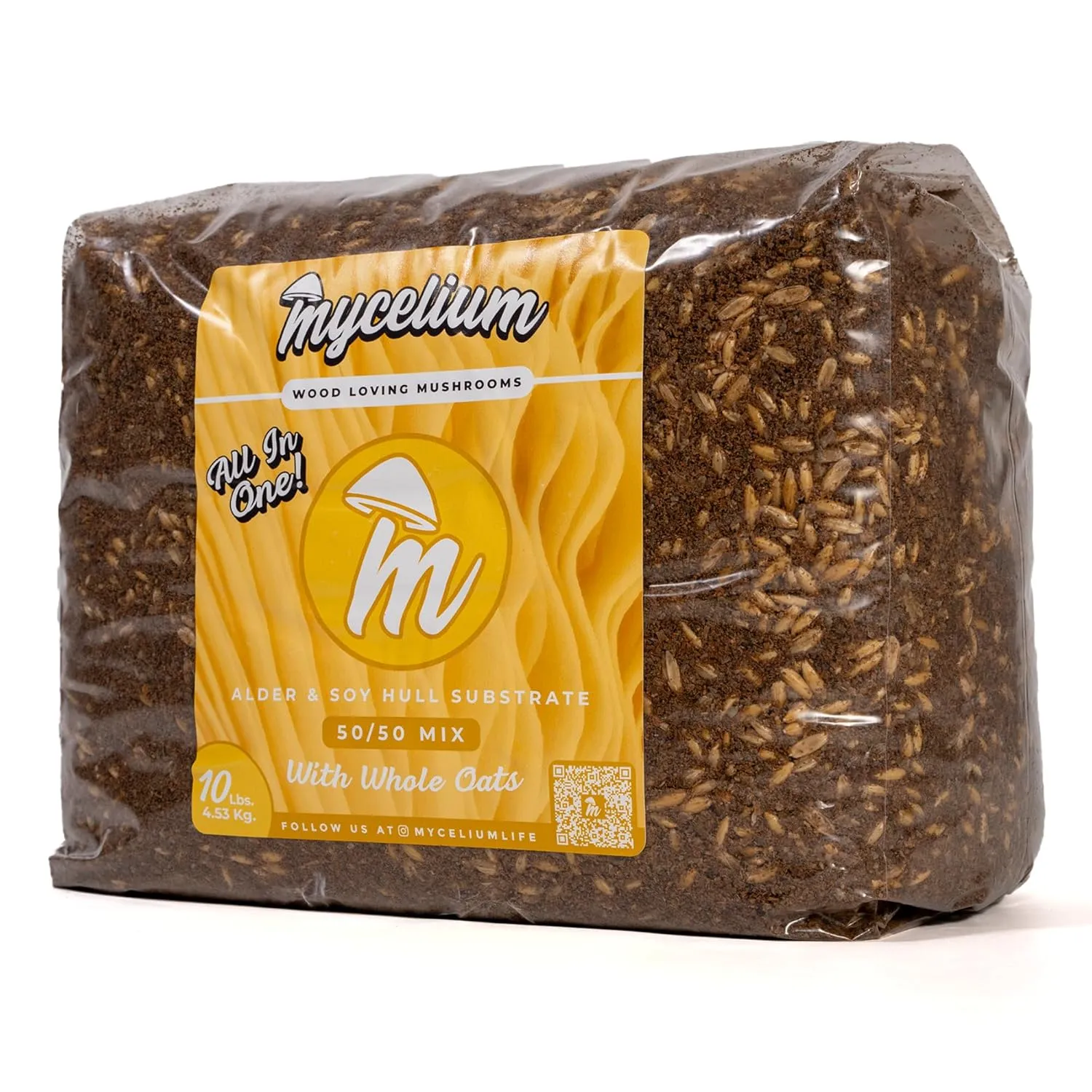 Mycelium Mushroom Growing Kit I Alder & Soy Hull Substrate with Whole Oats I High Yield Proprietary Mix I All-in-One Organic Sterile Grow Bag for Starter & Pro Home Growers, 10lbs