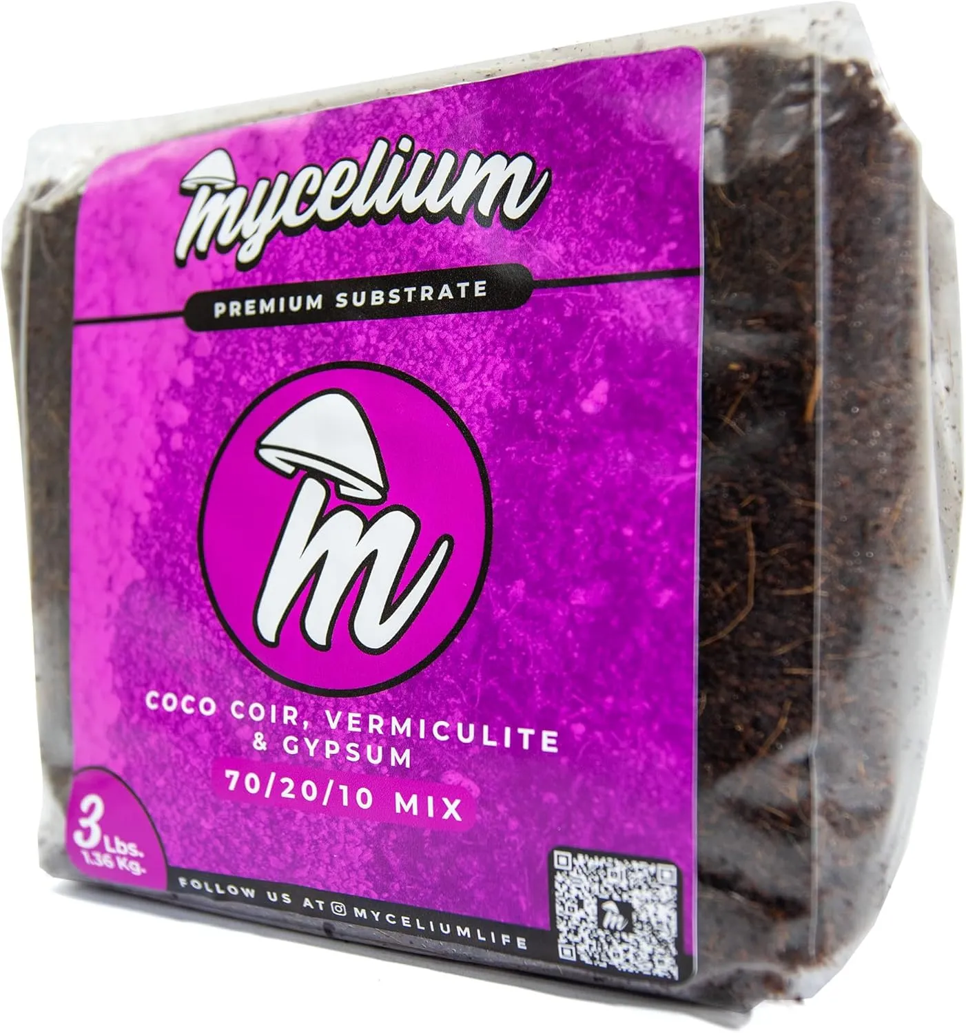 Mycelium Mushroom Growing Kit I CVG Substrate (Coco Coir, Vermiculite, Gypsum) Proprietary Blend for High Yield Cultivation I Organic Mushroom Grow Bag for Starter & Pro Home Growers, 3lbs