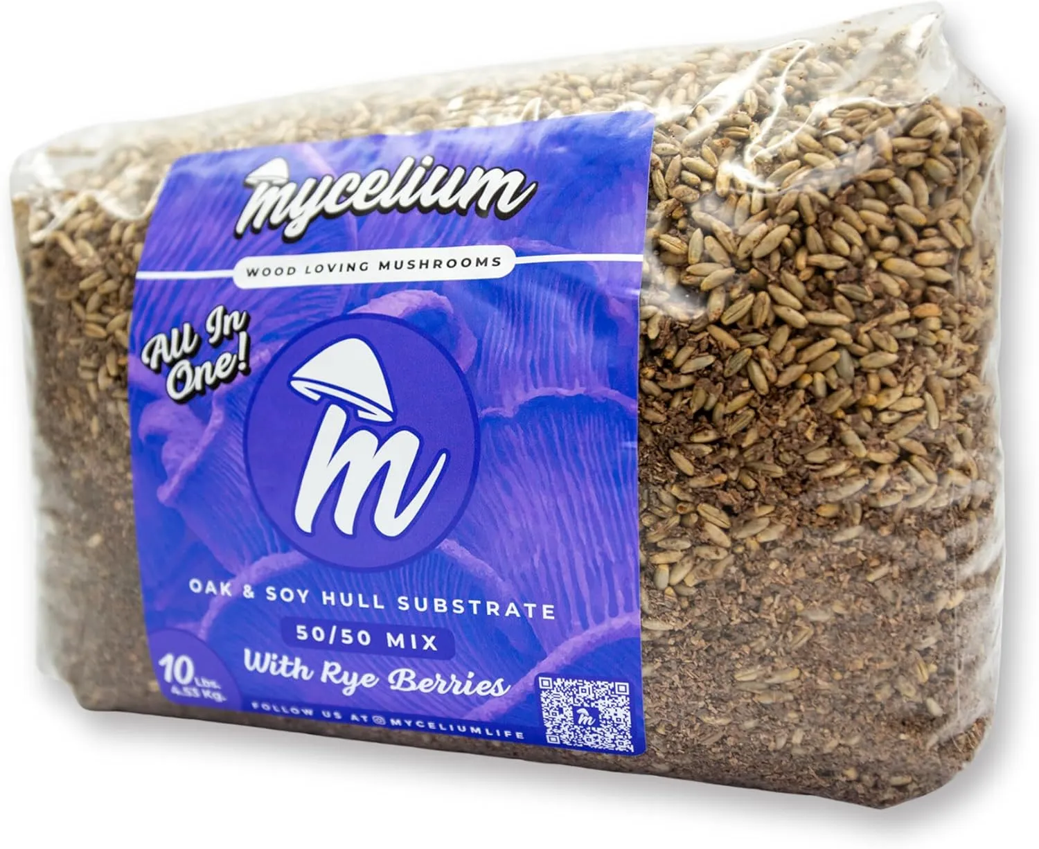 Mycelium Mushroom Growing Kit I Oak & Soy Hull Substrate with Rye Berries I High Yield Proprietary Mix I All-in-One Organic Sterile Grow Bag for Starter & Pro Home Growers, 10lbs