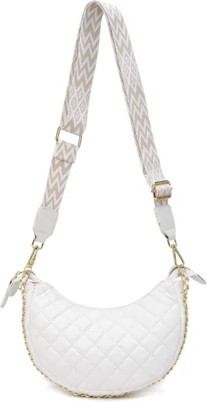 myfriday Leather Crossbody Hobo Bag for Women Lightweight Crescent Travel Sling Shoulder Bag with Removable Strap