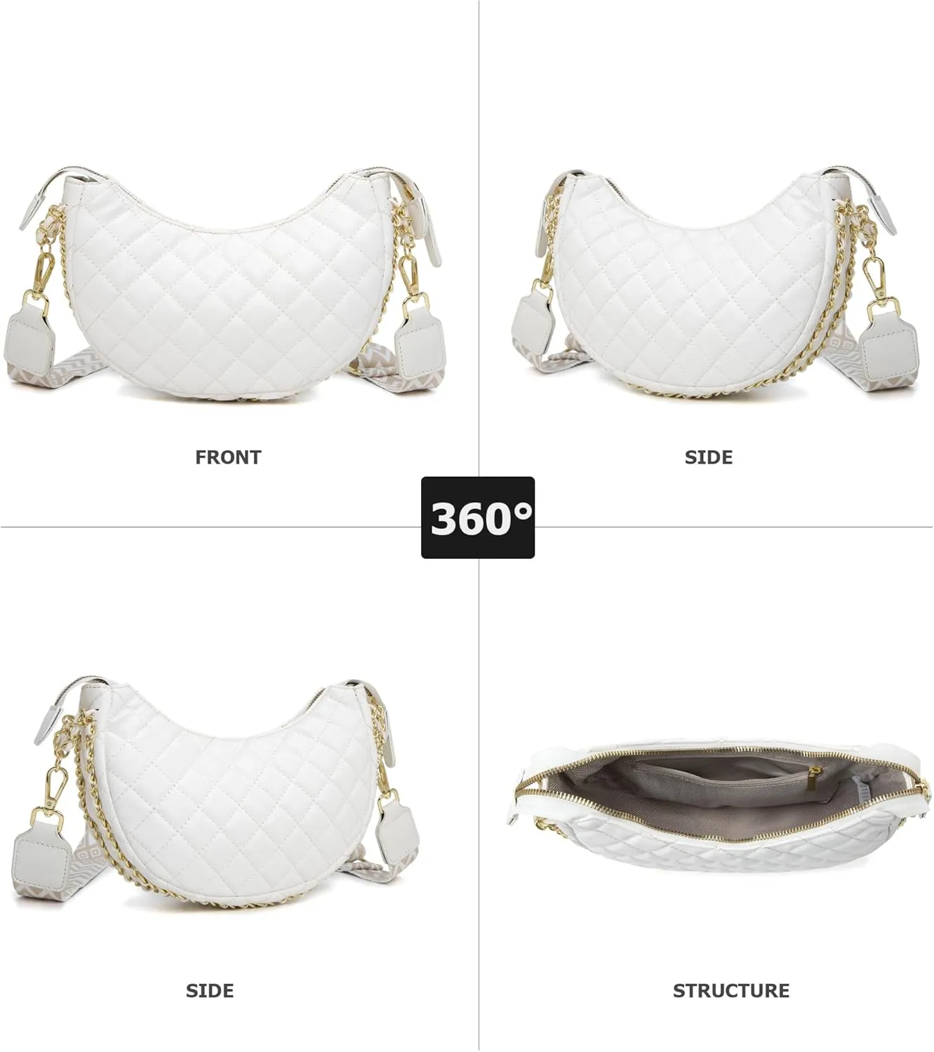 myfriday Leather Crossbody Hobo Bag for Women Lightweight Crescent Travel Sling Shoulder Bag with Removable Strap