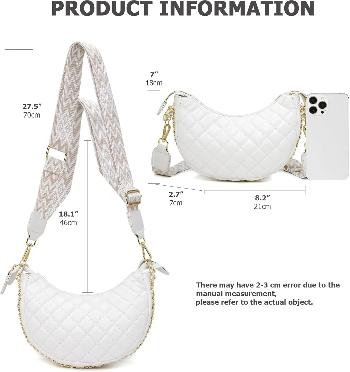 myfriday Leather Crossbody Hobo Bag for Women Lightweight Crescent Travel Sling Shoulder Bag with Removable Strap