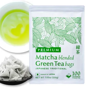NAKANE TEA INC. Matcha Blend Japanese Green Tea Bags, 100 Count