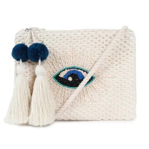 Natural Mesh Fabric Crossbody Sling Bag with Cotton Cord Long Handle – Stylish, Practical, and Eco-friendly