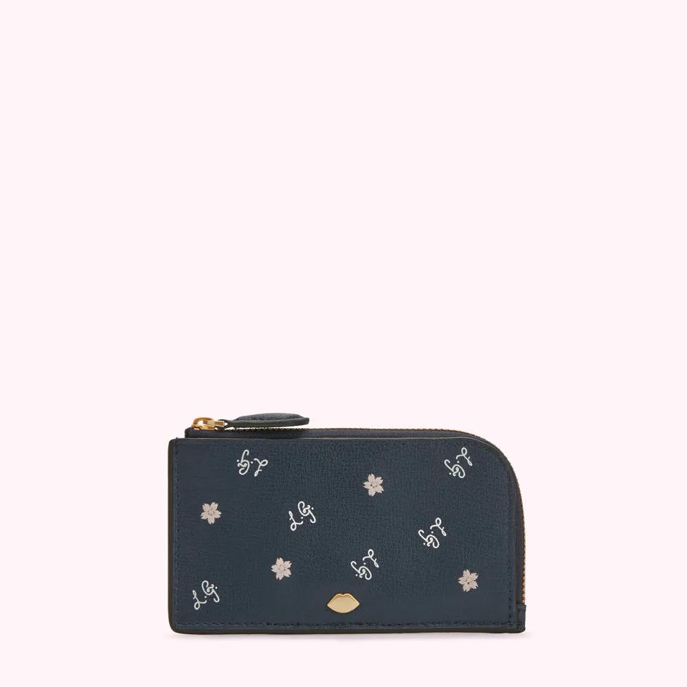 NAVY CHERRY BLOSSOM LEAH WALLET