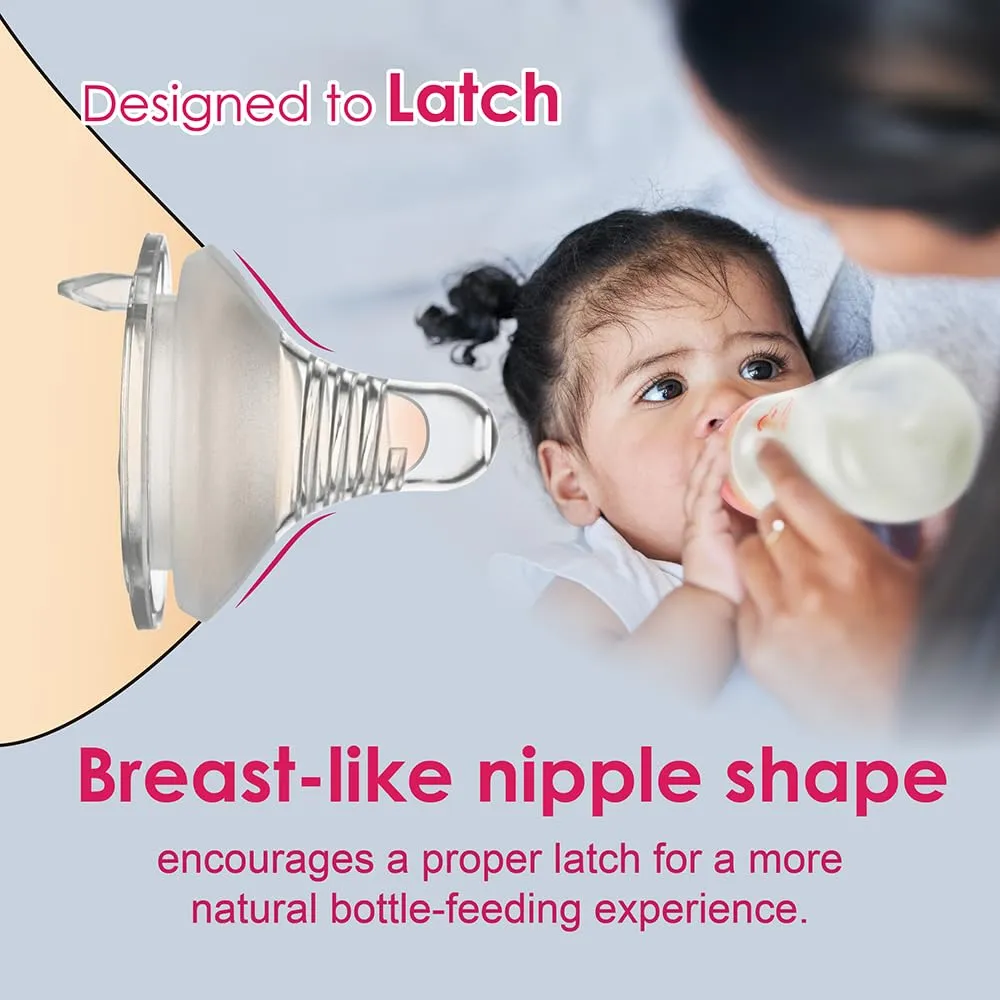 Nenesupply Natural Baby Bottles Newborn Flow Feeding Bottles Breastfeeding Bottle for Breastfed Babies Wide Neck 4.7oz Anti Colic Level 1 Nipple for 0  Month Infant Replace Spectra Bottles for Pumping