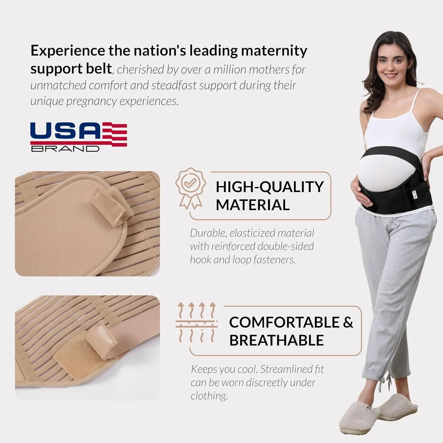 NeoTech Care Pregnancy Support Maternity Belt, Waist/Back/Abdomen Band, Belly Brace (Size M, Black Color)