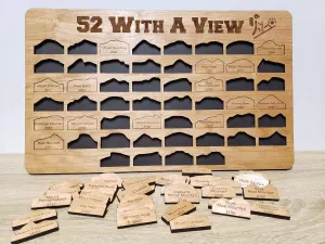 New Hampshire 52 With a View Bucket List Wooden Hiking Map | 52 Treks and Waterfalls White Mountain Peaks Summit Register