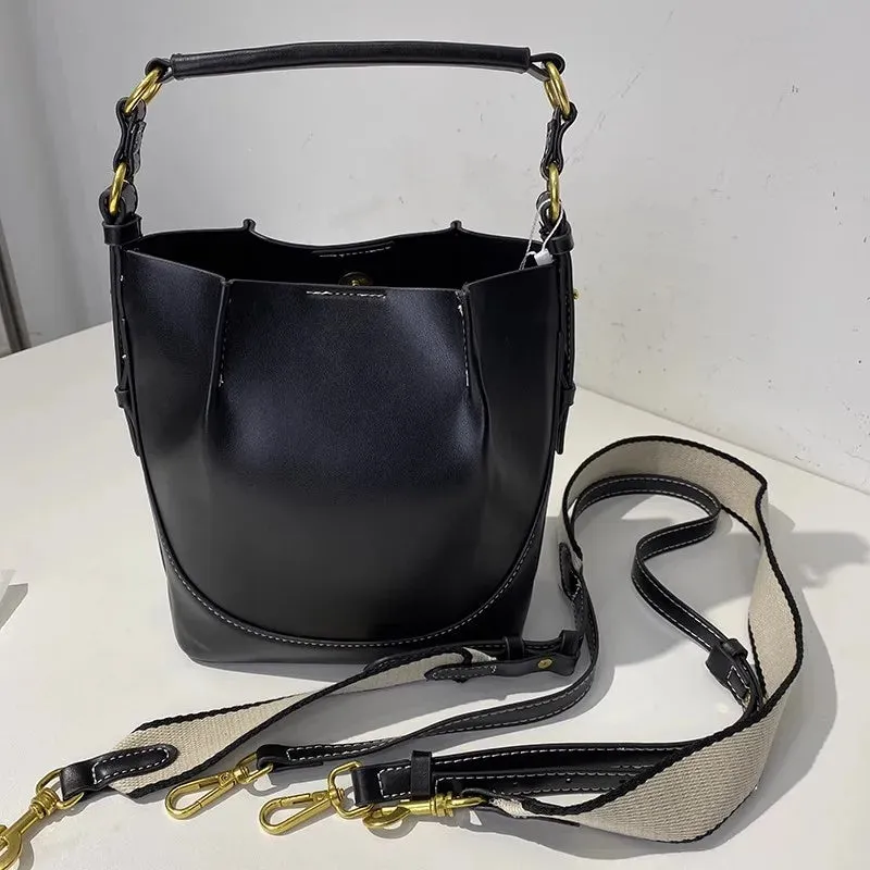 New Large Capacity PU Bucket Handbag – Shoulder & Crossbody Tote with Wallet