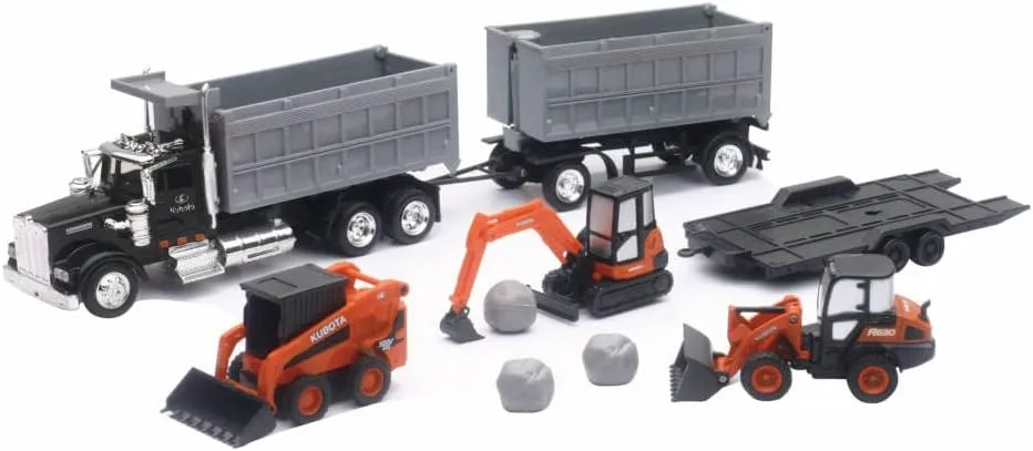 New Ray Kubota Construction Vehicle with 1:43 Kenwood Dump Truck Set
