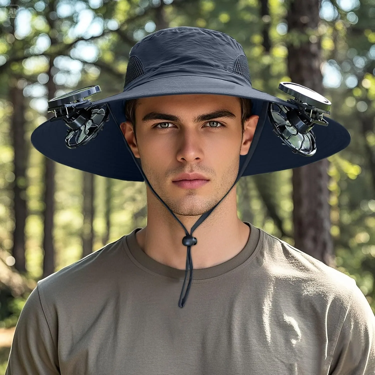 New Ultralight Solar Fan Sun Hat for Women & Men UPF 50  Sun with 2 Solar Fans Hats Camping Cool Wide Brim Bucket Hat