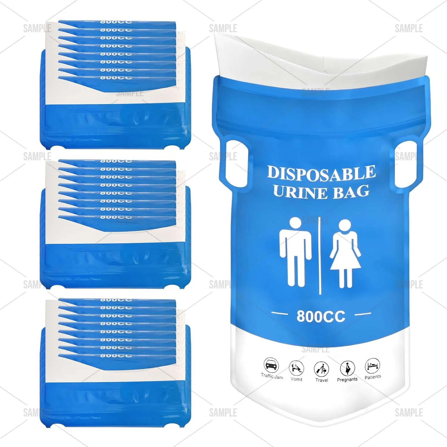 New Wider Disposable Urine Bag 8/12/24，850ML Urine Bags for Travel, Elderly People.Children, wome，Pee Bags for Travel for Men