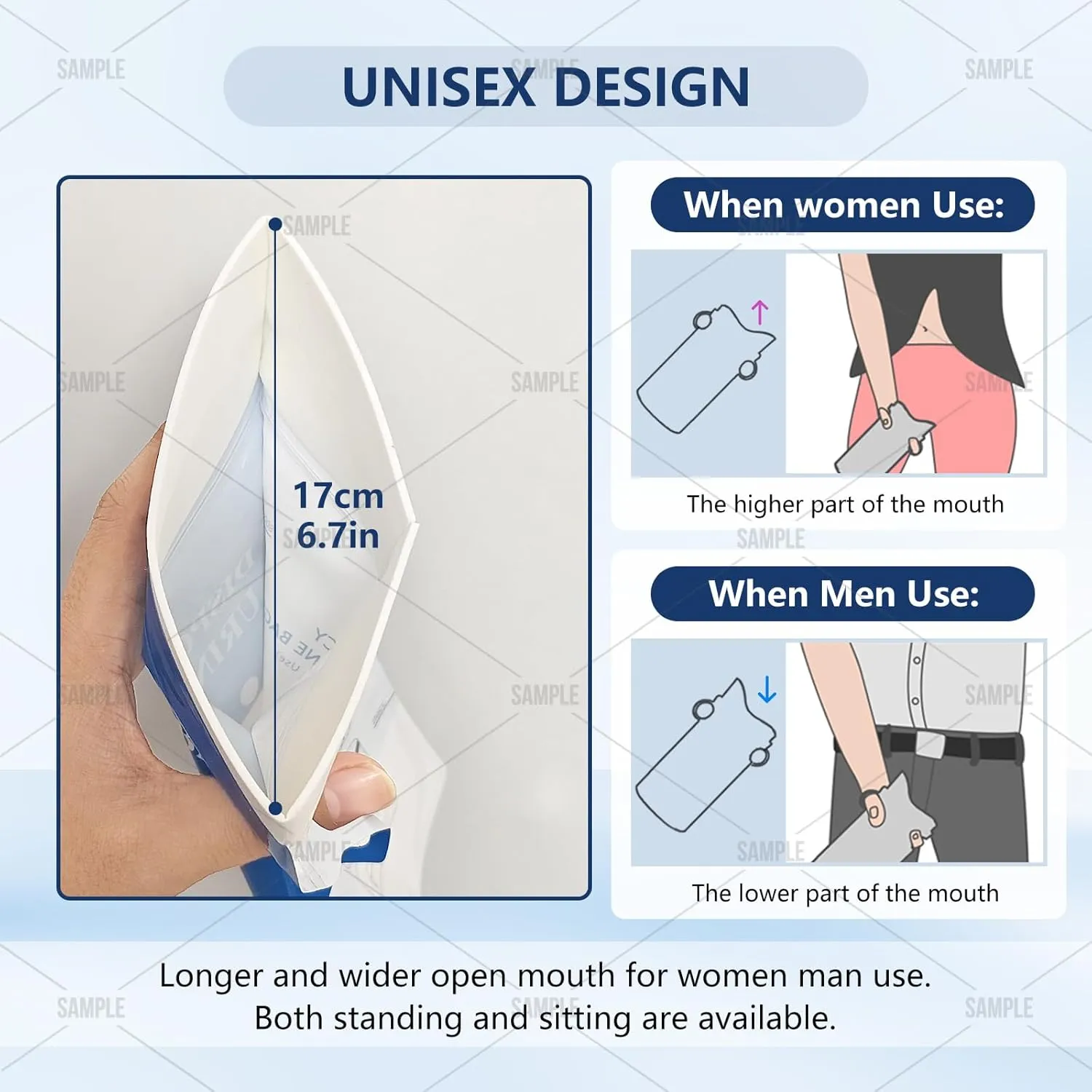 New Wider Disposable Urine Bag 8/12/24，850ML Urine Bags for Travel, Elderly People.Children, wome，Pee Bags for Travel for Men
