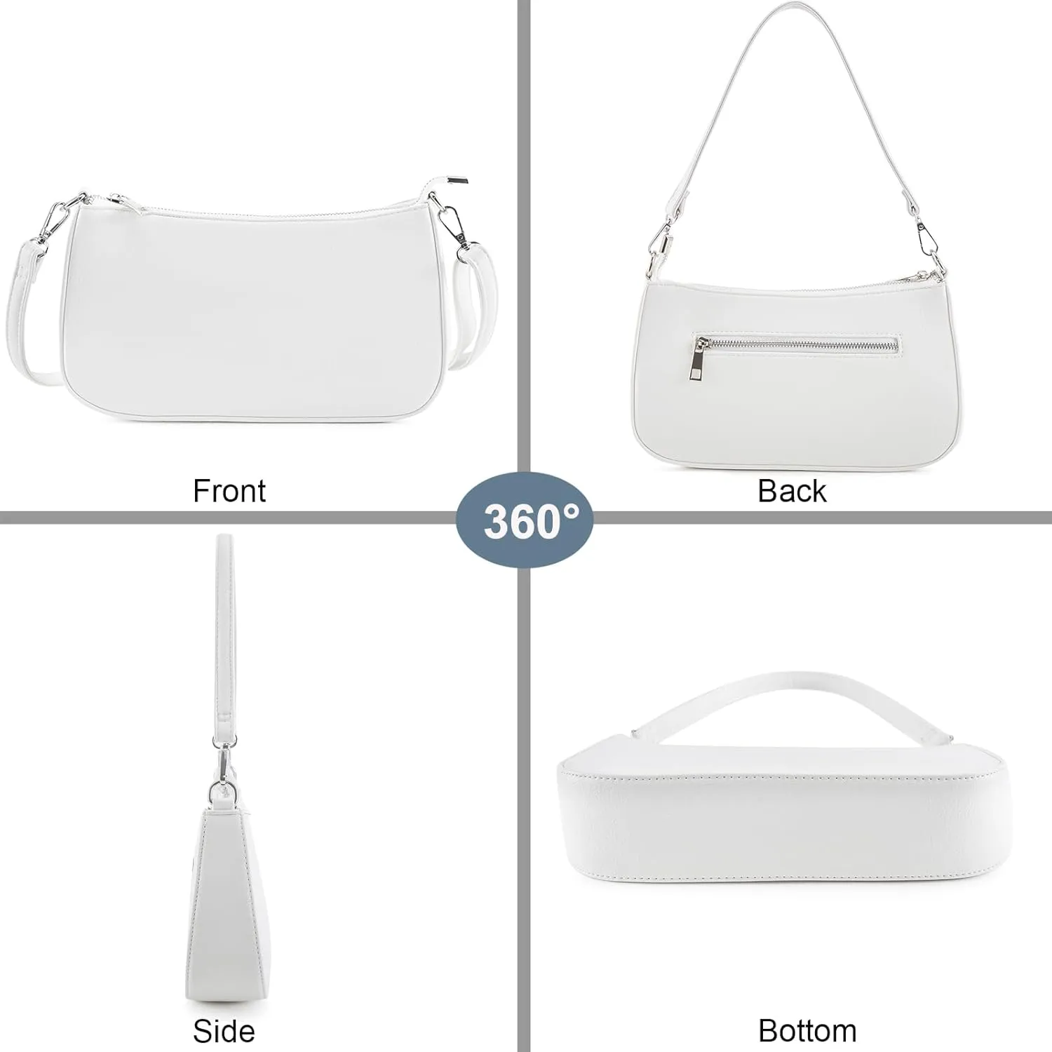 NIUEIMEE ZHOU Small Shoulder bag with 2 Removable Straps Cross Body Clutch Purse Handbag for Women