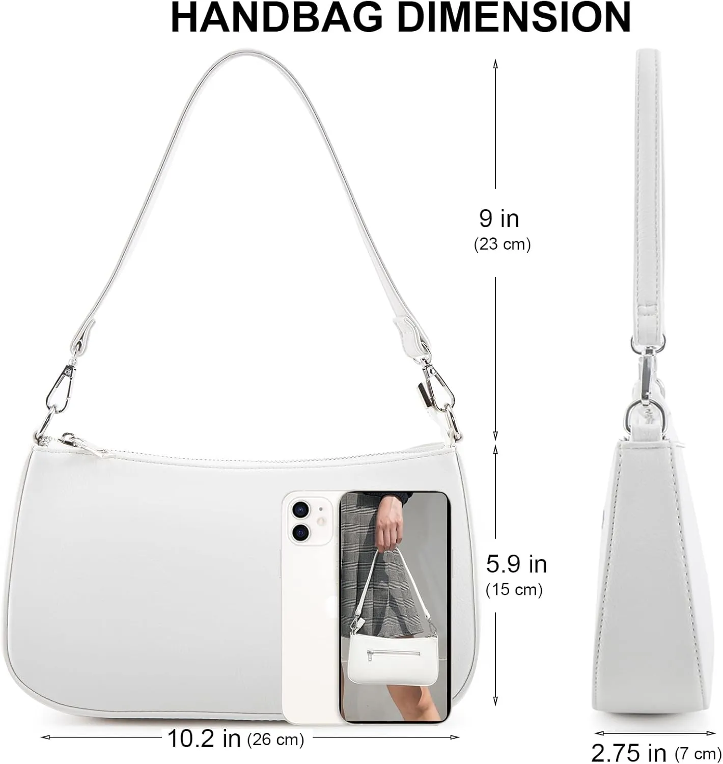 NIUEIMEE ZHOU Small Shoulder bag with 2 Removable Straps Cross Body Clutch Purse Handbag for Women