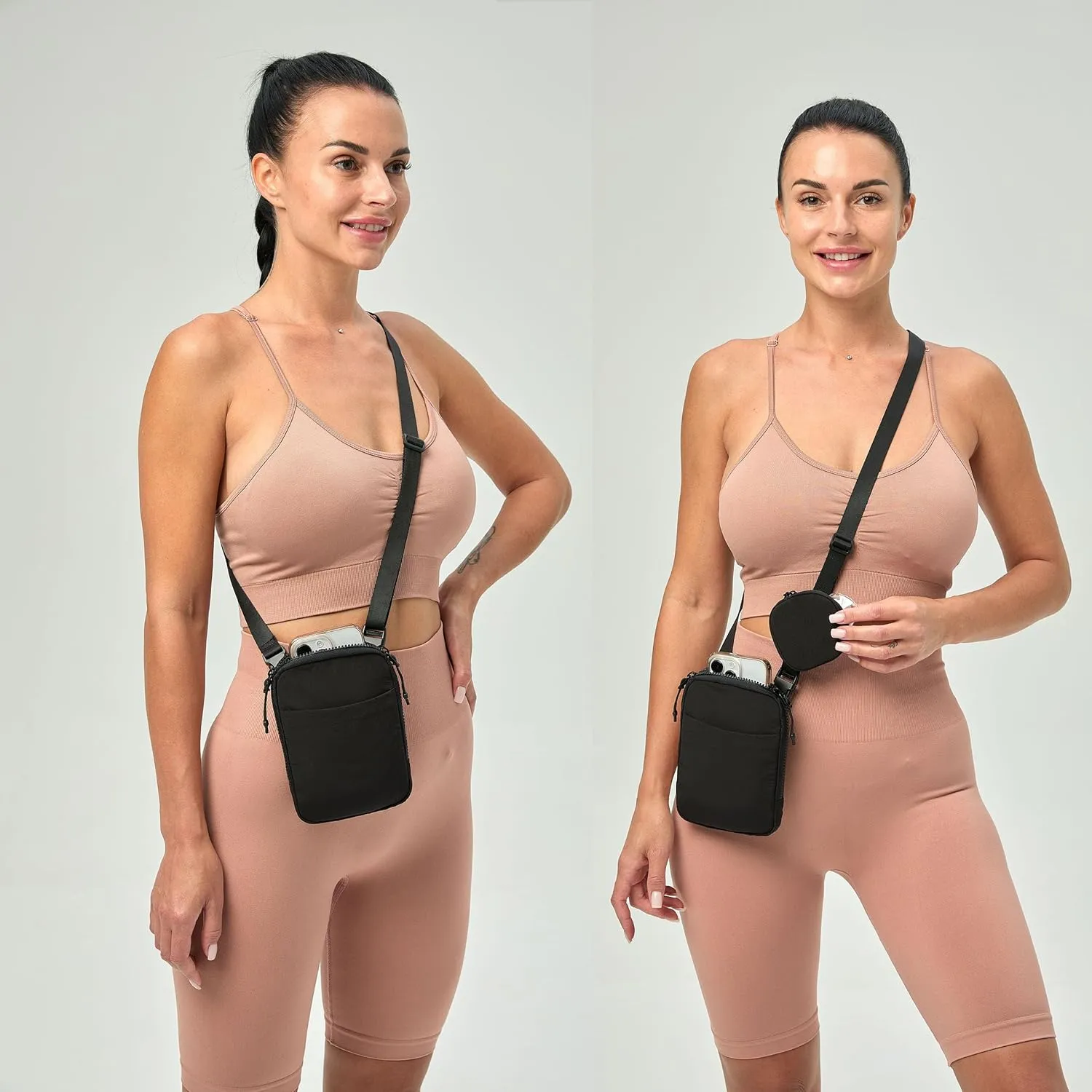 Niumike Small Crossbody Bag Adjustable Belt Bag with Removable Pouch Nylon Cell Phone Purse for Women Travel Workout Hiking