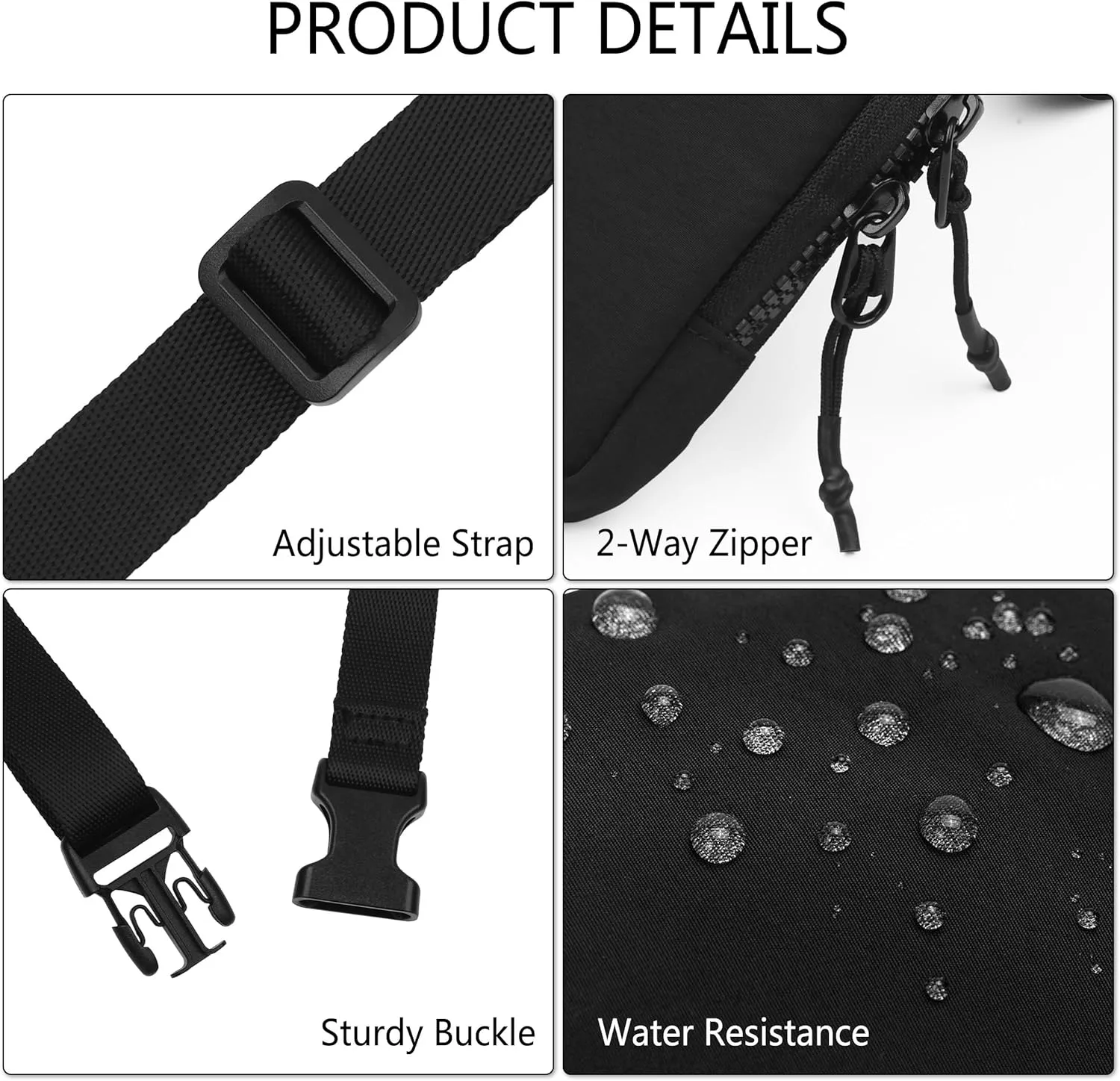 Niumike Small Crossbody Bag Adjustable Belt Bag with Removable Pouch Nylon Cell Phone Purse for Women Travel Workout Hiking