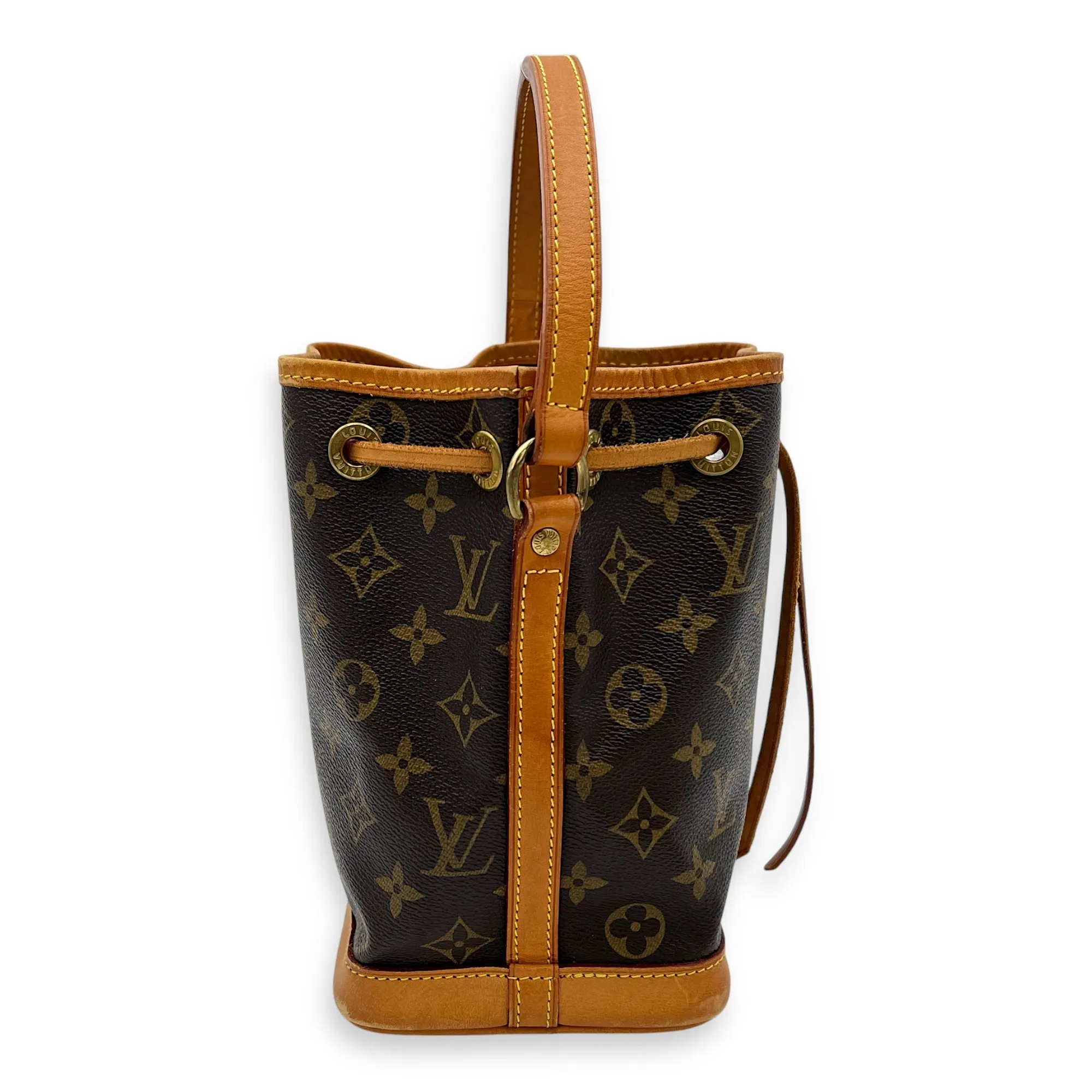 Noe Bucket Bag Brown in Monogram Coated Canvas, Gold hardware