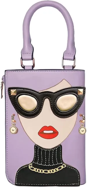 Novelty Unique 3D Lady Face PU Leather Top Handle Satchel Handbags for Women Funky Tote Purse Hobo Crossbody Shoulder bags