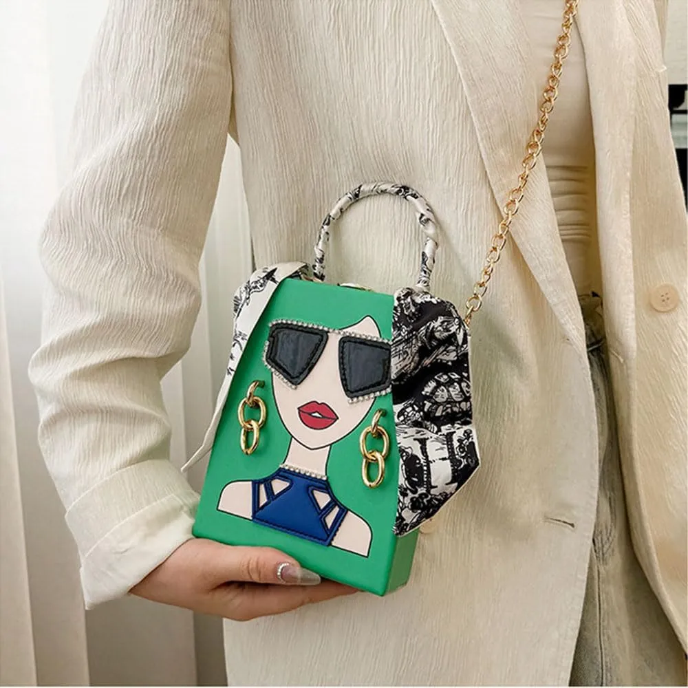 Novelty Unique 3D Lady Face PU Leather Top Handle Satchel Handbags for Women Funky Tote Purse Hobo Crossbody Shoulder bags