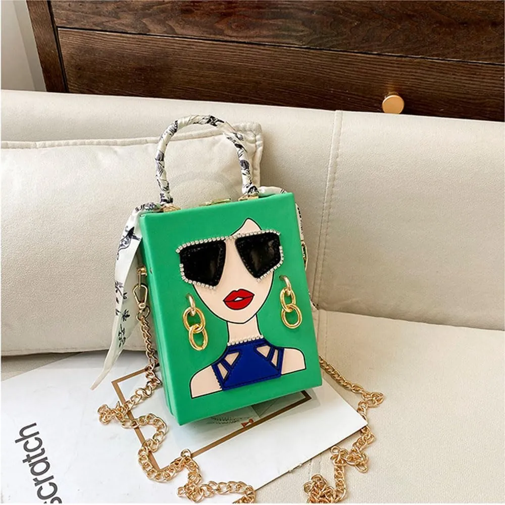 Novelty Unique 3D Lady Face PU Leather Top Handle Satchel Handbags for Women Funky Tote Purse Hobo Crossbody Shoulder bags