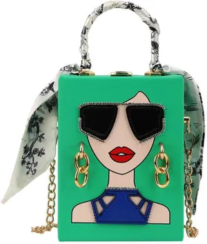 Novelty Unique 3D Lady Face PU Leather Top Handle Satchel Handbags for Women Funky Tote Purse Hobo Crossbody Shoulder bags