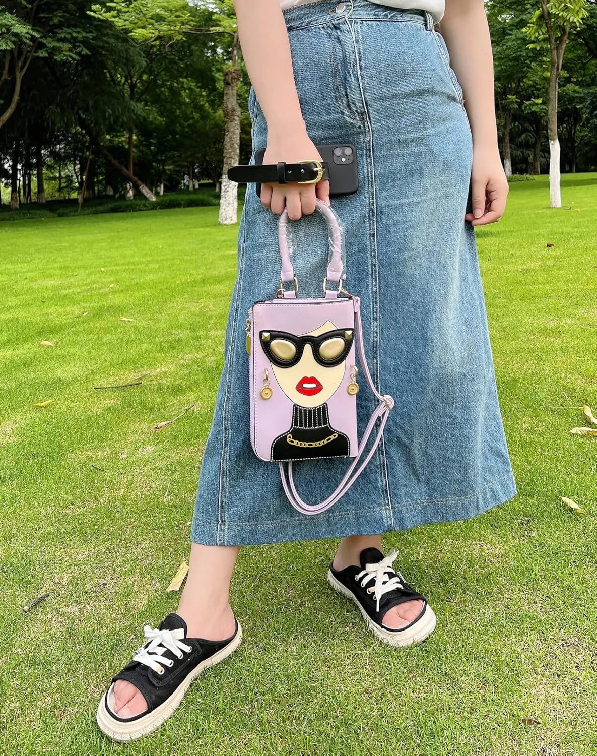 Novelty Unique 3D Lady Face PU Leather Top Handle Satchel Handbags for Women Funky Tote Purse Hobo Crossbody Shoulder bags