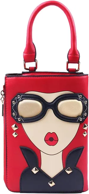 Novelty Unique 3D Lady Face PU Leather Top Handle Satchel Handbags for Women Funky Tote Purse Hobo Crossbody Shoulder bags