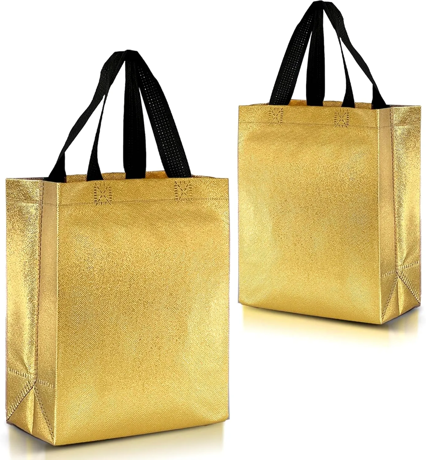Nush Nush Gold Gift Bags Medium Size – Set of 12 Reusable Gift Bags with Handles in Bulk - Mother's Day Gift Bag, Bridesmaids, Bachelorette, Birthday, Goodie or Party Favor Bag – 8W x 4D x 10H