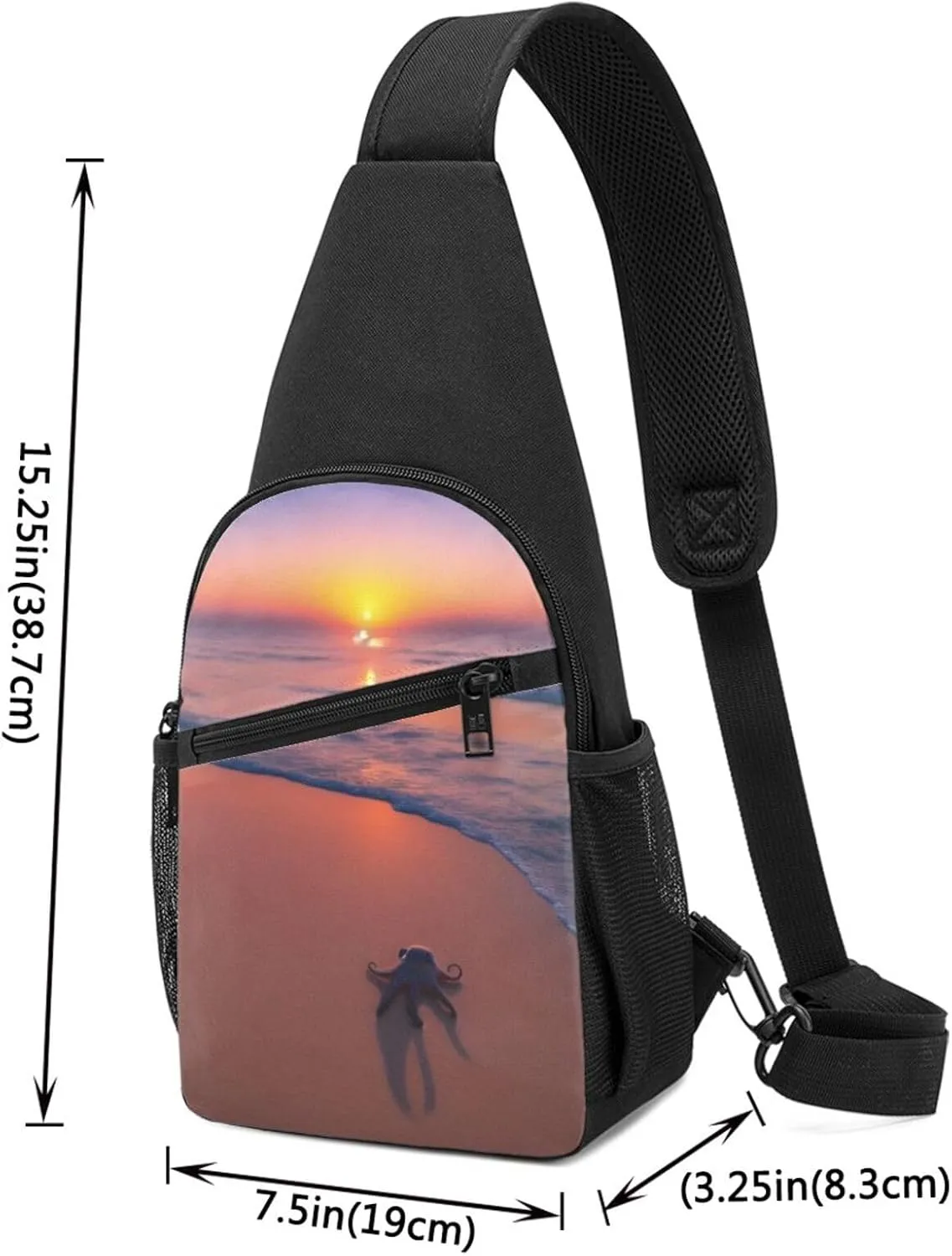 Octopus Beach Sunset Sling Bags For Man And Women Crossbody Chest Bag Shoulder Bag For Casual Sport Daypack