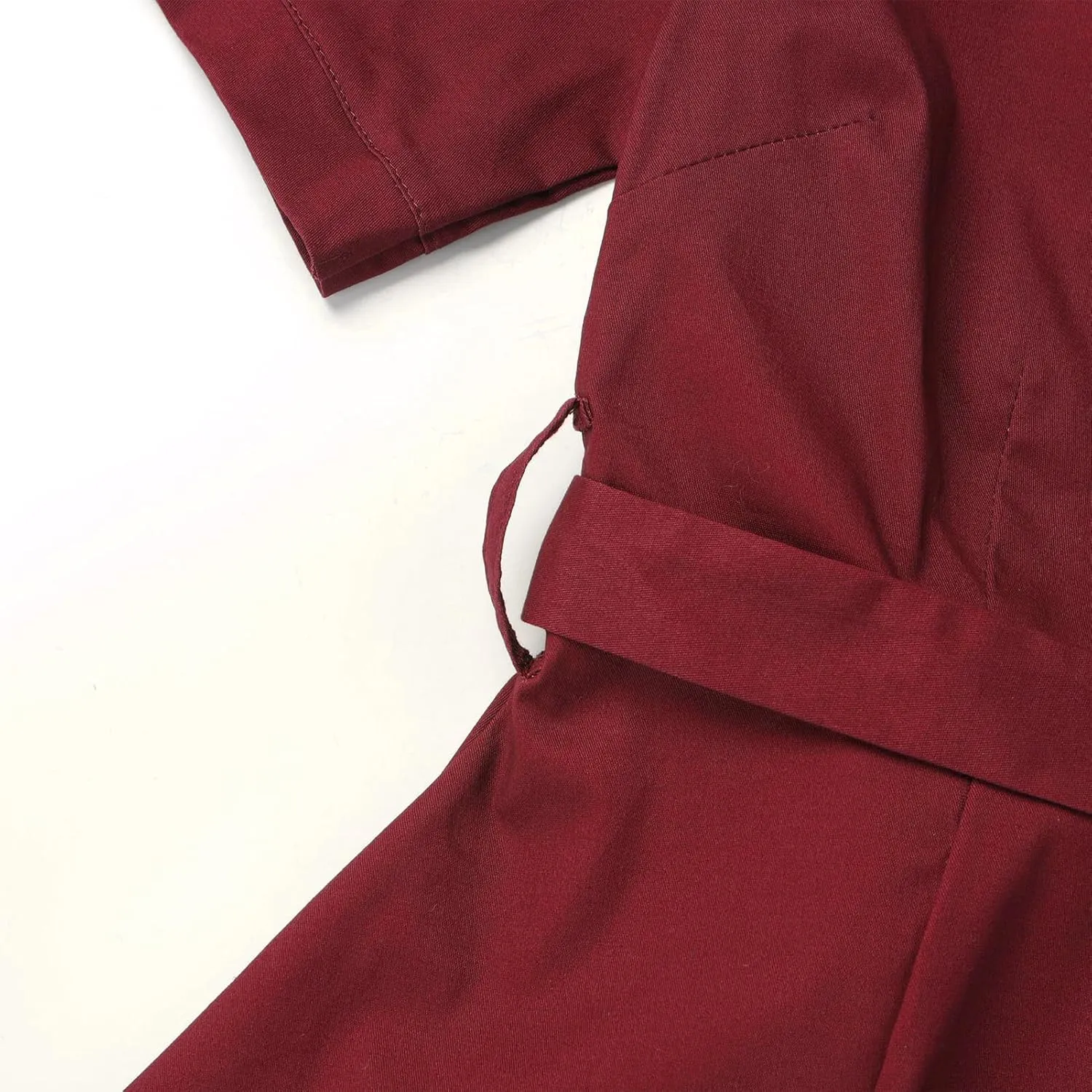 ODIZLI Women's 1950s Retro Dress Short Sleeve Notched Lapel Ruffle Swing Dress with Belt Cocktail Dress