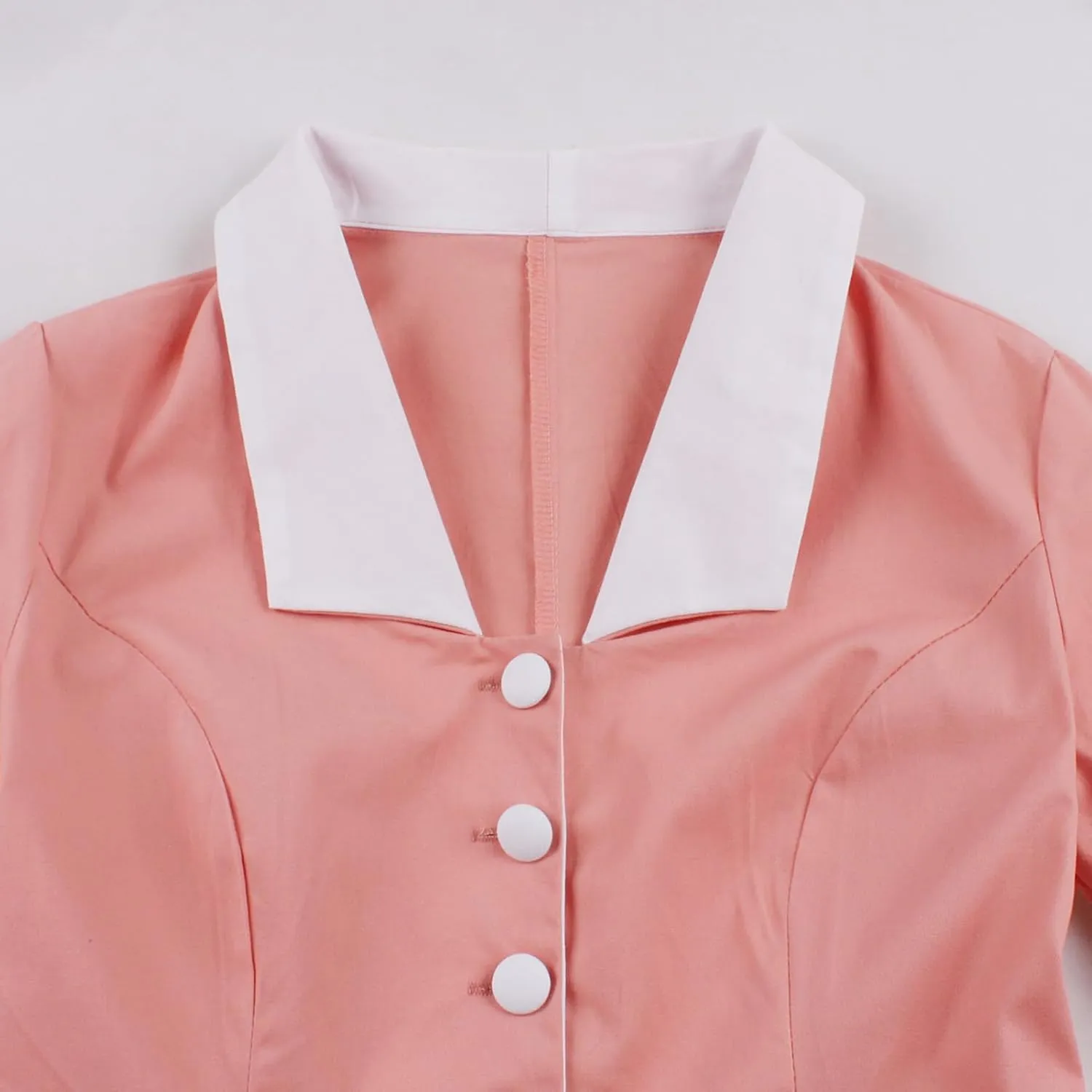 ODIZLI Women's 1950s Retro Dress Short Sleeve Notched Lapel Ruffle Swing Dress with Belt Cocktail Dress