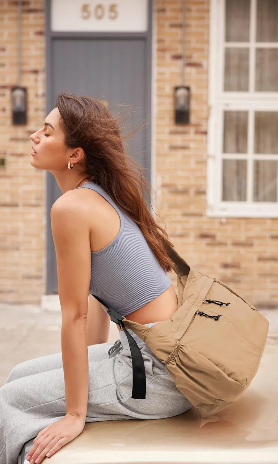 ODODOS 20L Crossbody Tote Bag Large Capacity Lightweight Hobo Shoulder Sling Bags for Gym Shopping Beach Travel
