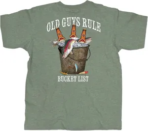 OLD GUYS RULE Men's Graphic T-Shirt, Fresh Bucket List Funny Novelty Tee for Fishing, Beer Drinking