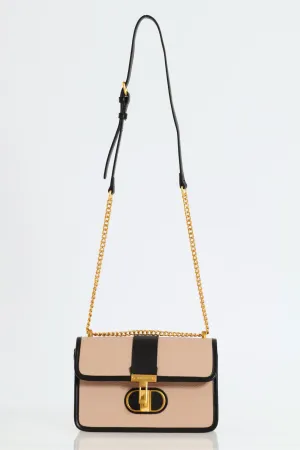 Olivia Flapover Sling Bag - Black/Taupe
