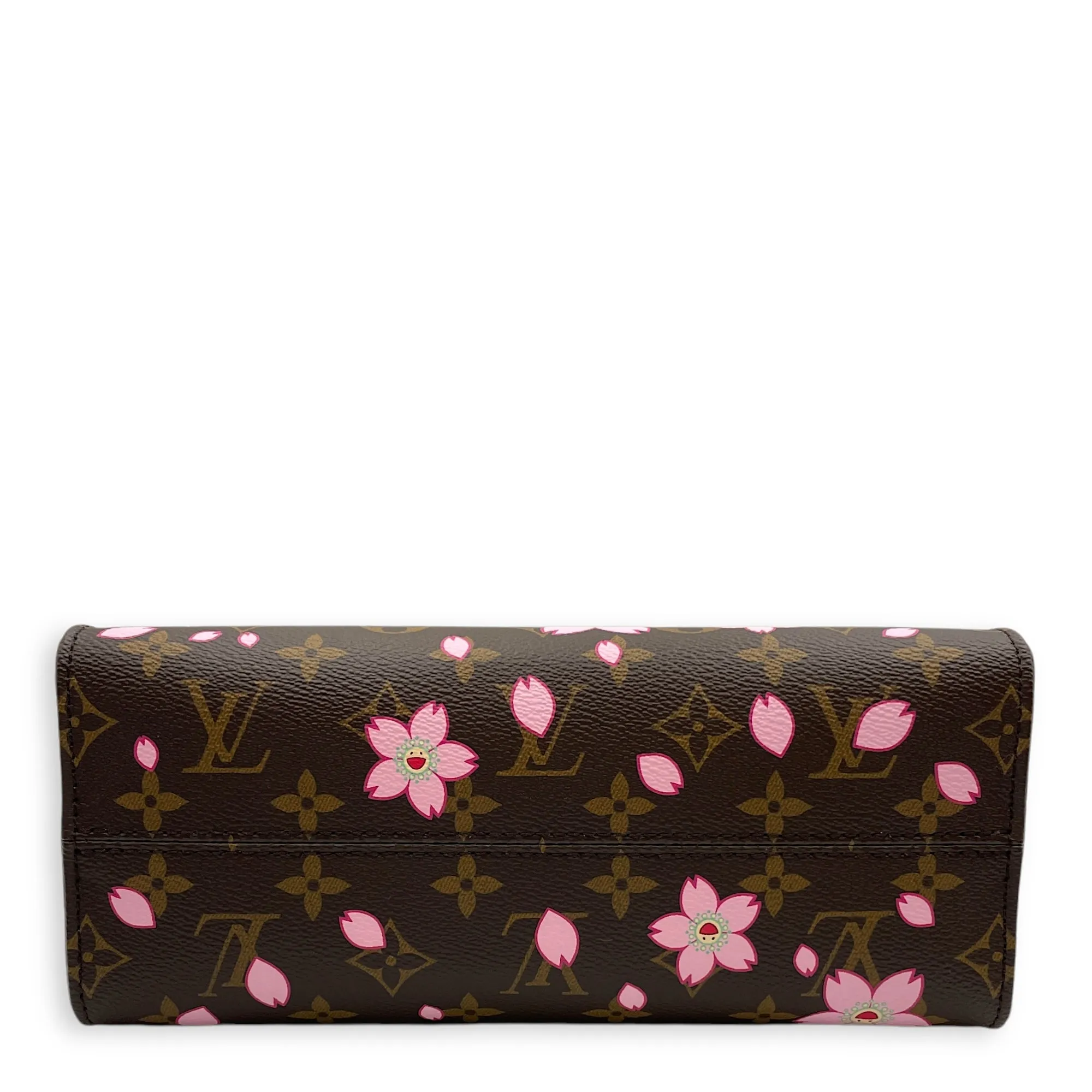 On the go cherry blossom PM Top Handle Bag in Coated Canvas, Gold hardware