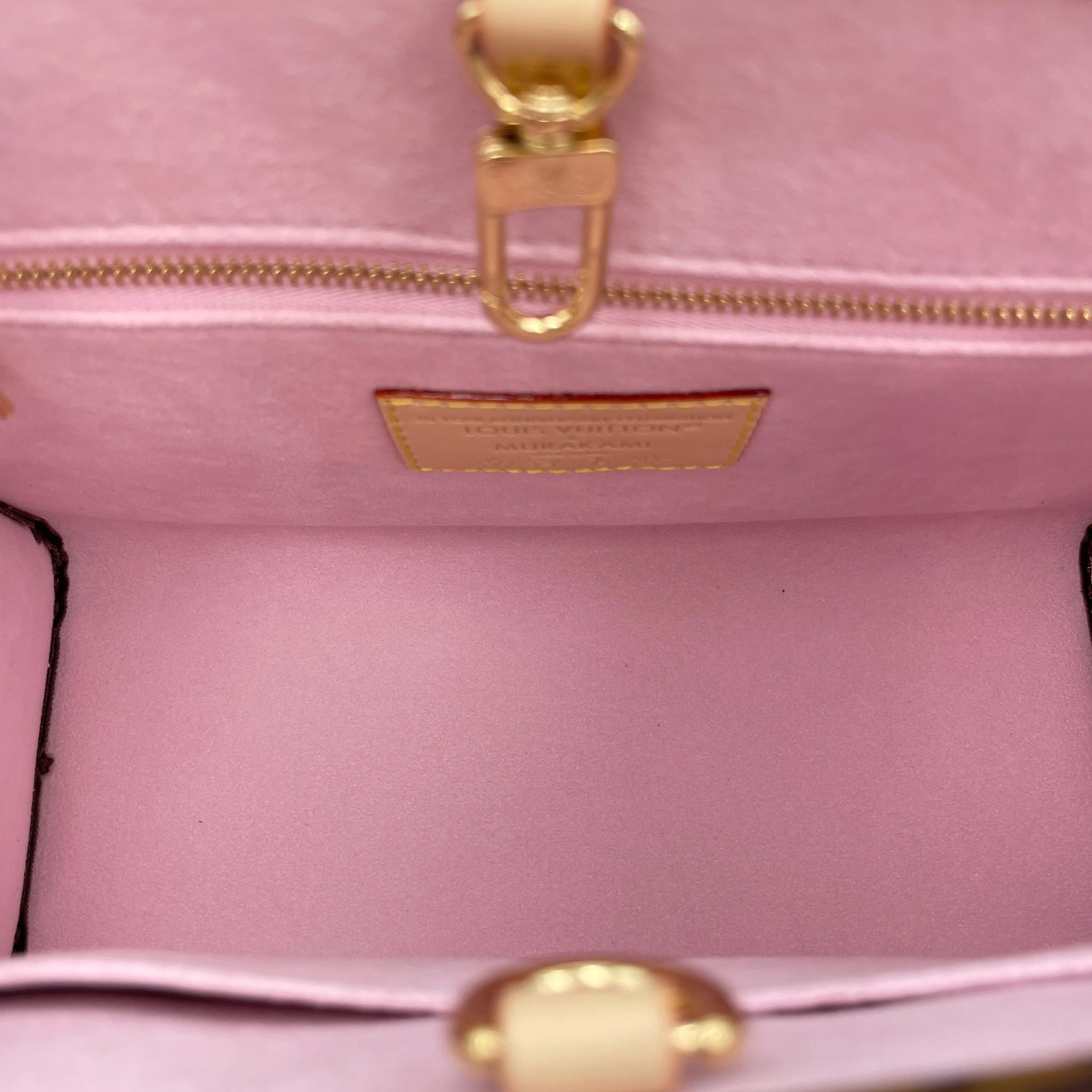 On the go cherry blossom PM Top Handle Bag in Coated Canvas, Gold hardware
