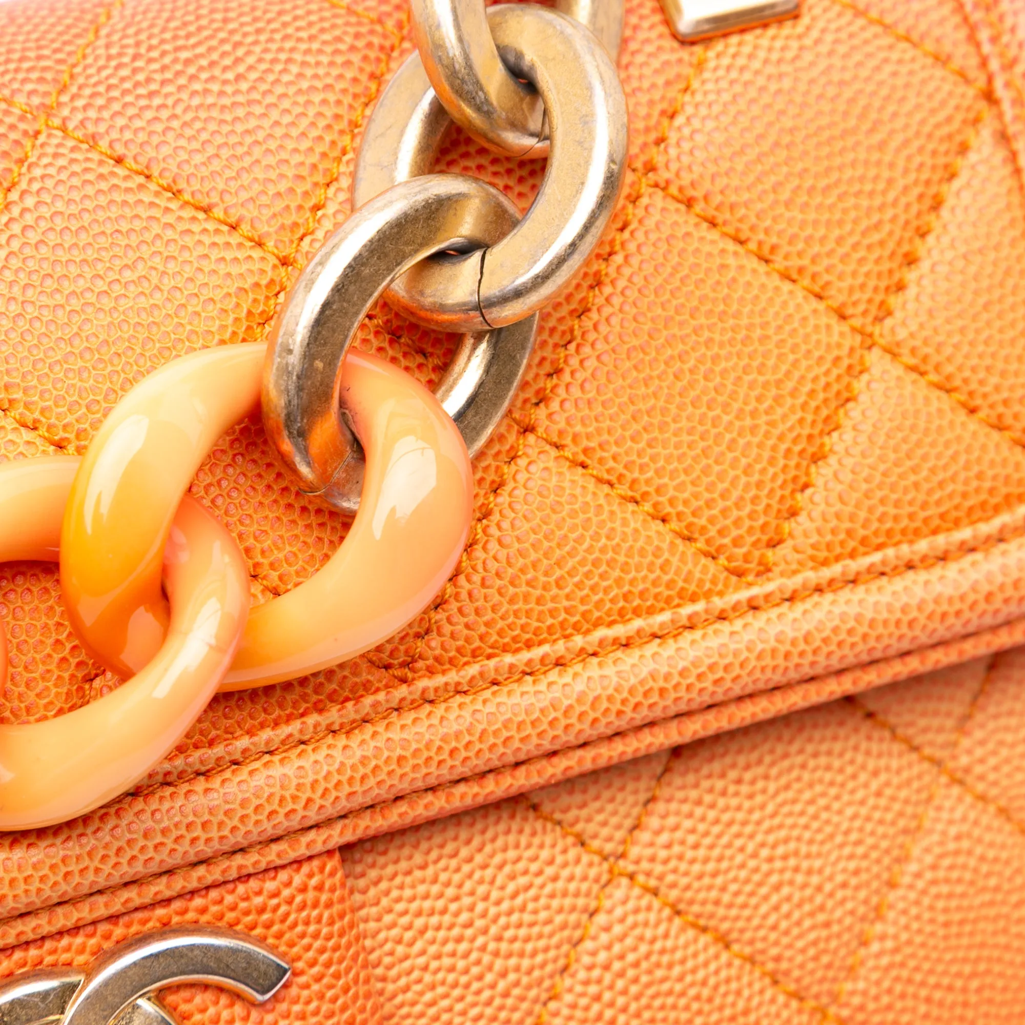 Orange Chanel Small Quilted Caviar Sunset On The Sea Flap Satchel