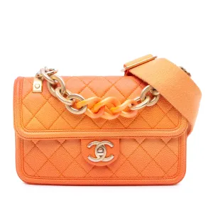 Orange Chanel Small Quilted Caviar Sunset On The Sea Flap Satchel