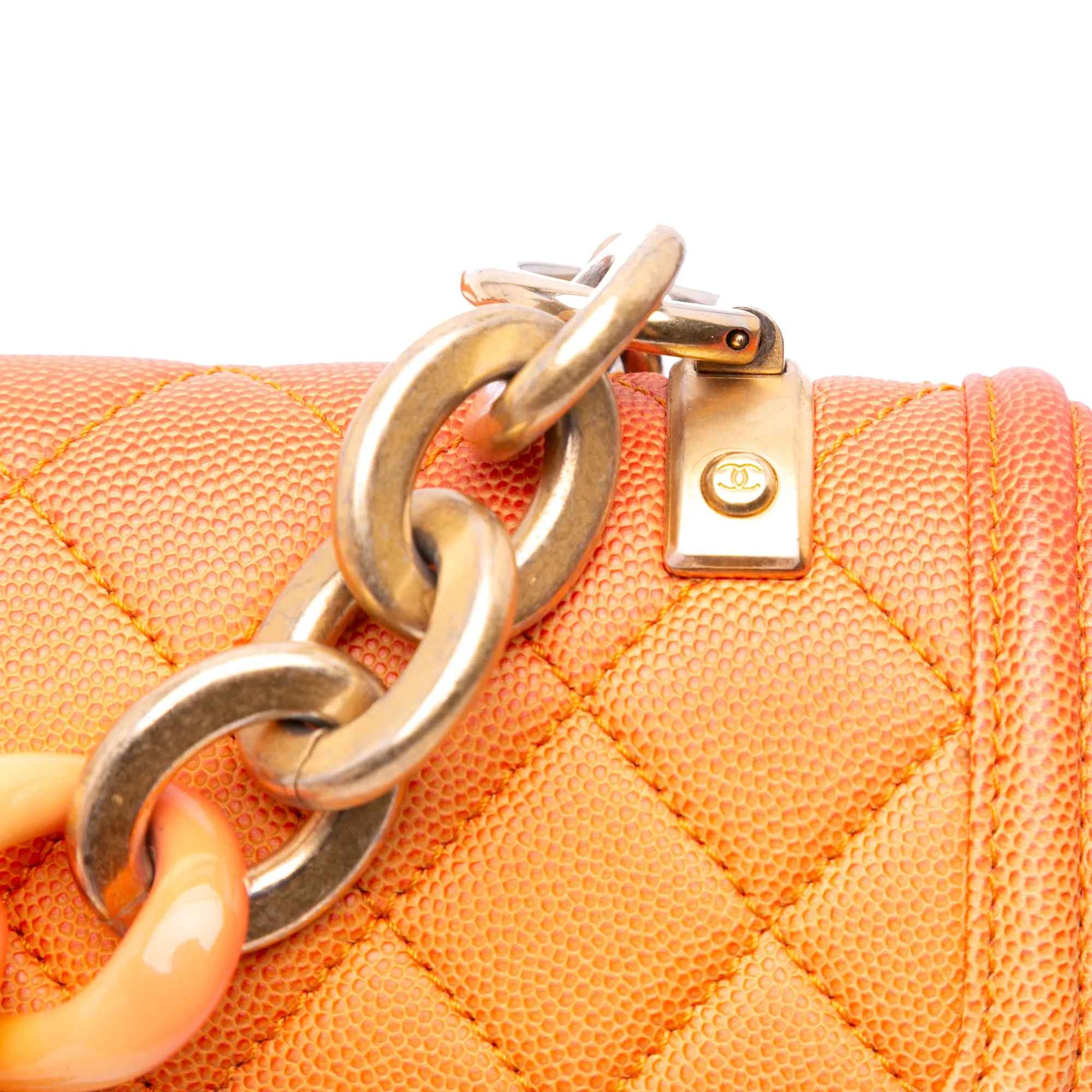 Orange Chanel Small Quilted Caviar Sunset On The Sea Flap Satchel
