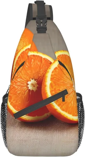 Orange Fruit Crossbody Bags Sling Backpackï¼ŒMultipurpose Cross body Shoulder Bag for Men and Women Chest Bag Travel Hiking Daypack
