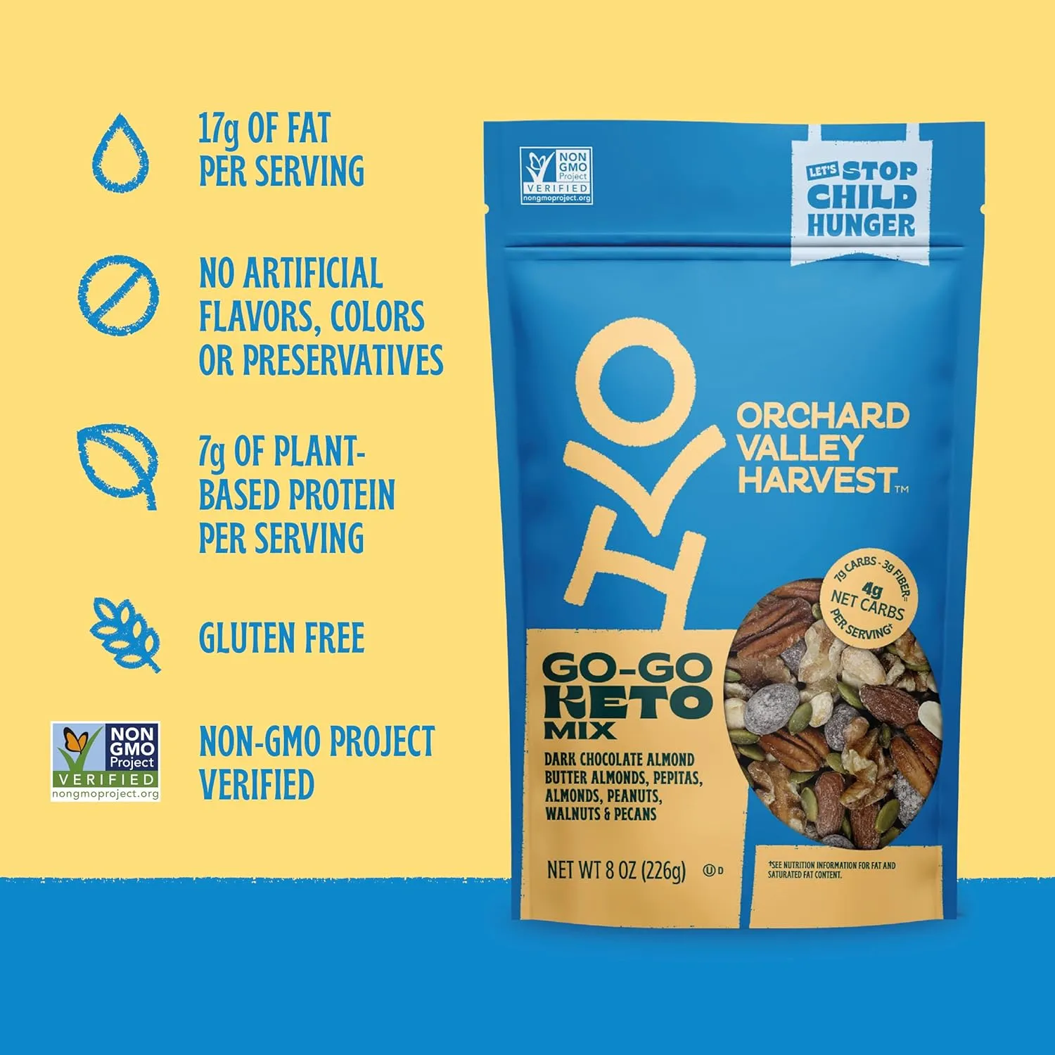 Orchard Valley Harvest Go-Go Keto Mix, Dark Chocolate Almond Butter Almonds, Peanuts, Walnuts, And Pecans, Low Carb, Gluten Free, Non-GMO, 8 oz (Pack of 2) On-The-Go Snack For The Whole Family