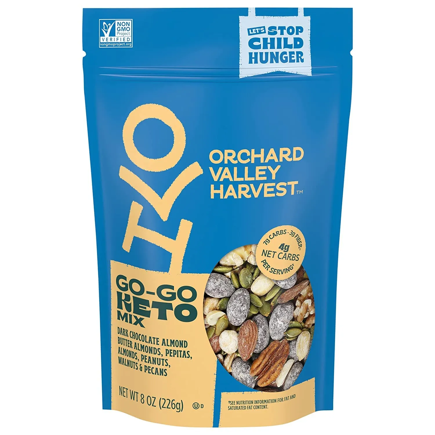 Orchard Valley Harvest Go-Go Keto Mix, Dark Chocolate Almond Butter Almonds, Peanuts, Walnuts, And Pecans, Low Carb, Gluten Free, Non-GMO, 8 oz (Pack of 2) On-The-Go Snack For The Whole Family
