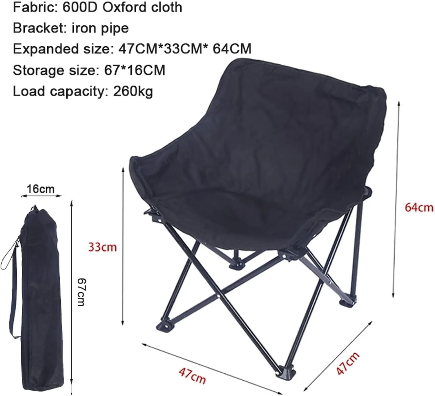 Outdoor Folding Moon Chair Camping Chair Portable Beach Chairs Compact Leisure Chair for Sports Hiking Fishing Portable Chair for Camping Expedition Ergonomic Camping Chair(Beige)