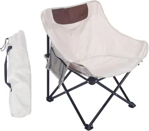 Outdoor Folding Moon Chair Camping Chair Portable Beach Chairs Compact Leisure Chair for Sports Hiking Fishing Portable Chair for Camping Expedition Ergonomic Camping Chair(Beige)
