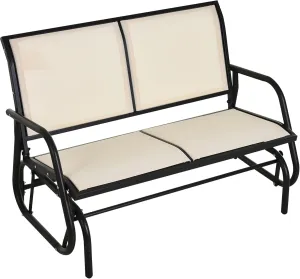 Outsunny 2-Person Outdoor Glider Bench, Patio Double Swing Rocking Chair Loveseat w/Powder Coated Steel Frame for Backyard Garden Porch, Beige