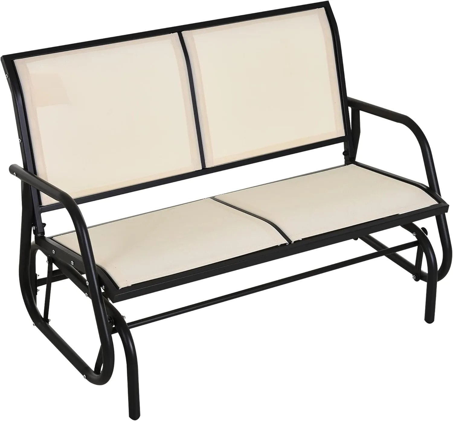 Outsunny 2-Person Outdoor Glider Bench, Patio Double Swing Rocking Chair Loveseat w/Powder Coated Steel Frame for Backyard Garden Porch, Beige