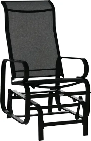 Outsunny Outdoor Glider Chair, Gliders for Outside Patio with Smooth Rocking Mechanism and Lightweight Construction for Backyard, Black