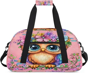 Owl Sports Duffle Gym Bags for Men or Women, Bird Lightweight Carry On Overnight Weekender Bag for Travel Workout