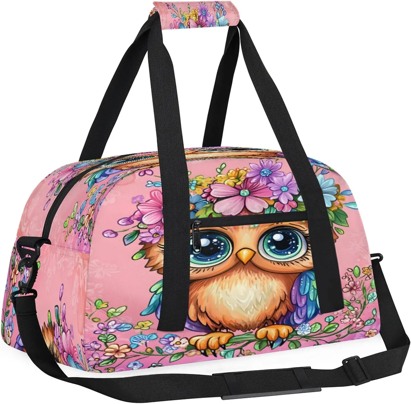 Owl Sports Duffle Gym Bags for Men or Women, Bird Lightweight Carry On Overnight Weekender Bag for Travel Workout